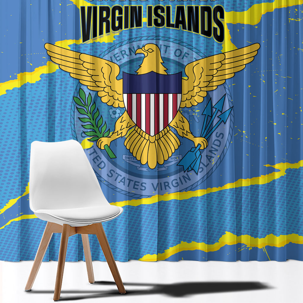 US Virgin Islands Window Curtain Grunge Stylized