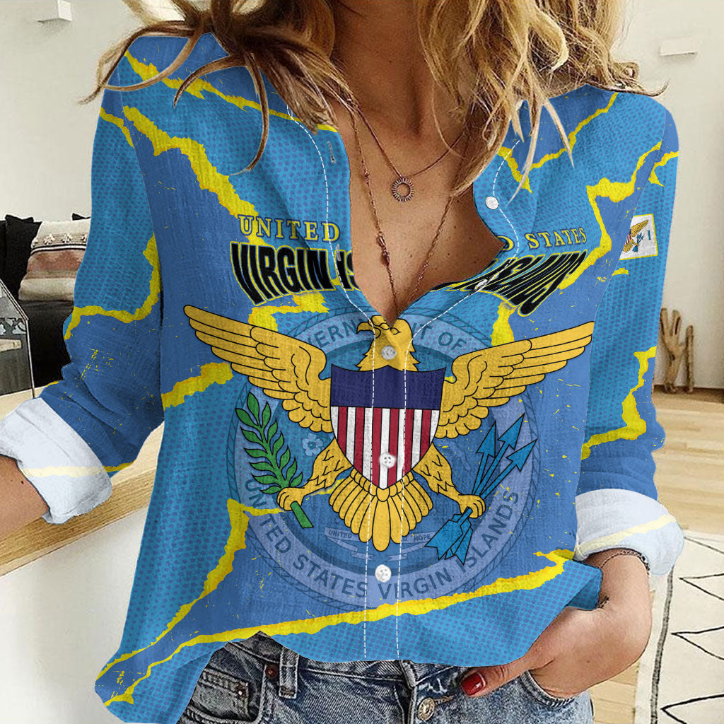 Personalized US Virgin Islands Women Casual Shirt Grunge Stylized