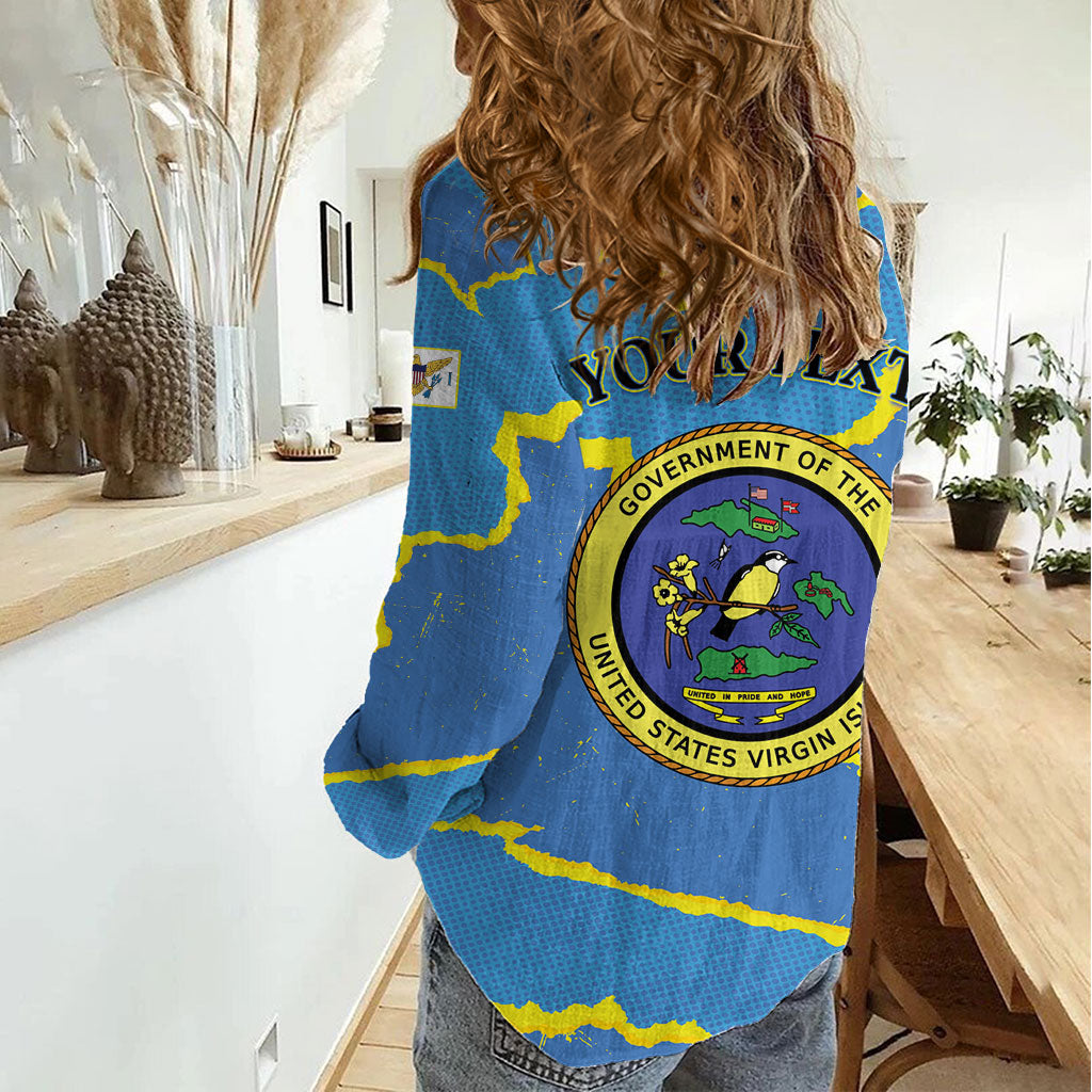 Personalized US Virgin Islands Women Casual Shirt Grunge Stylized