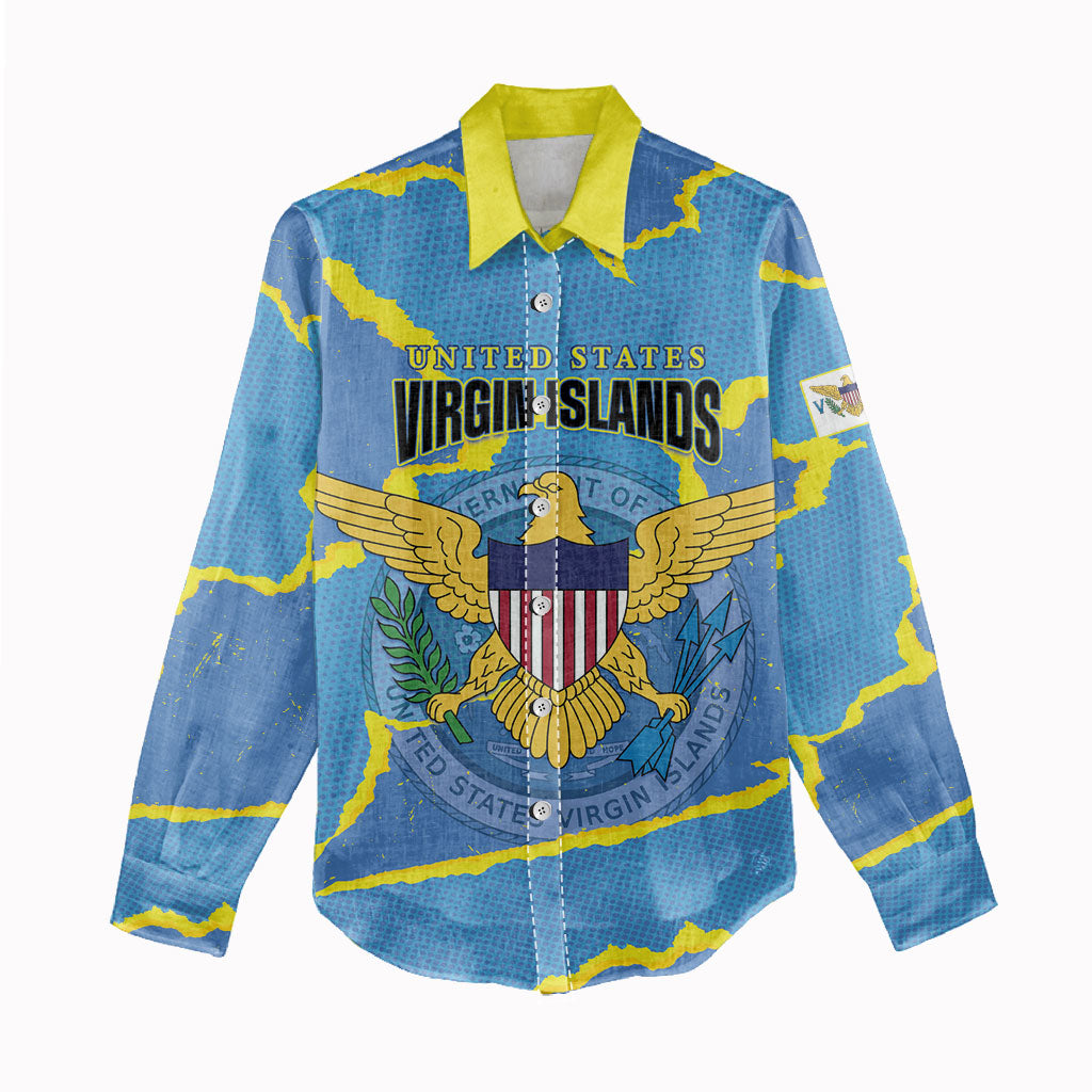 Personalized US Virgin Islands Women Casual Shirt Grunge Stylized
