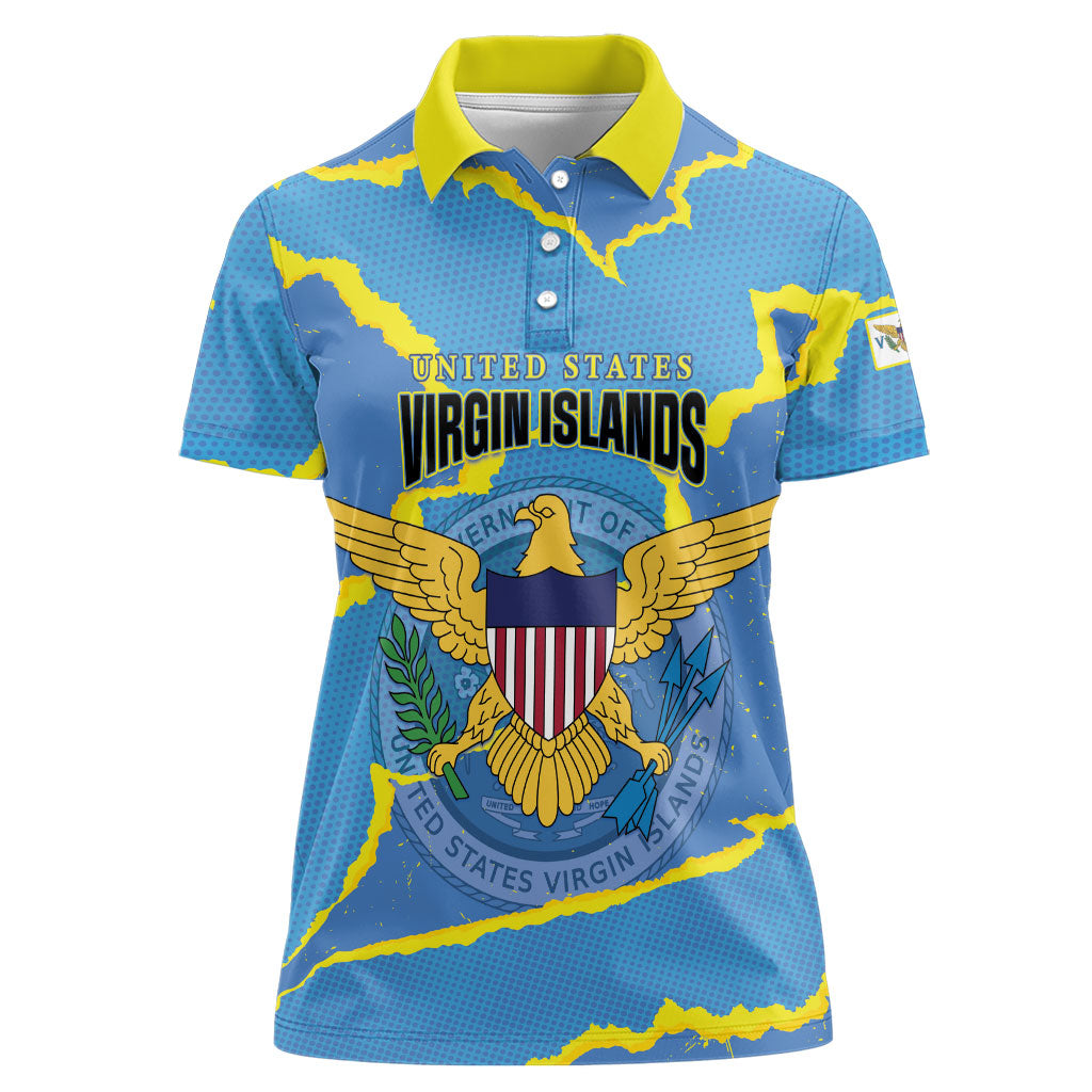 Personalized US Virgin Islands Women Polo Shirt Grunge Stylized