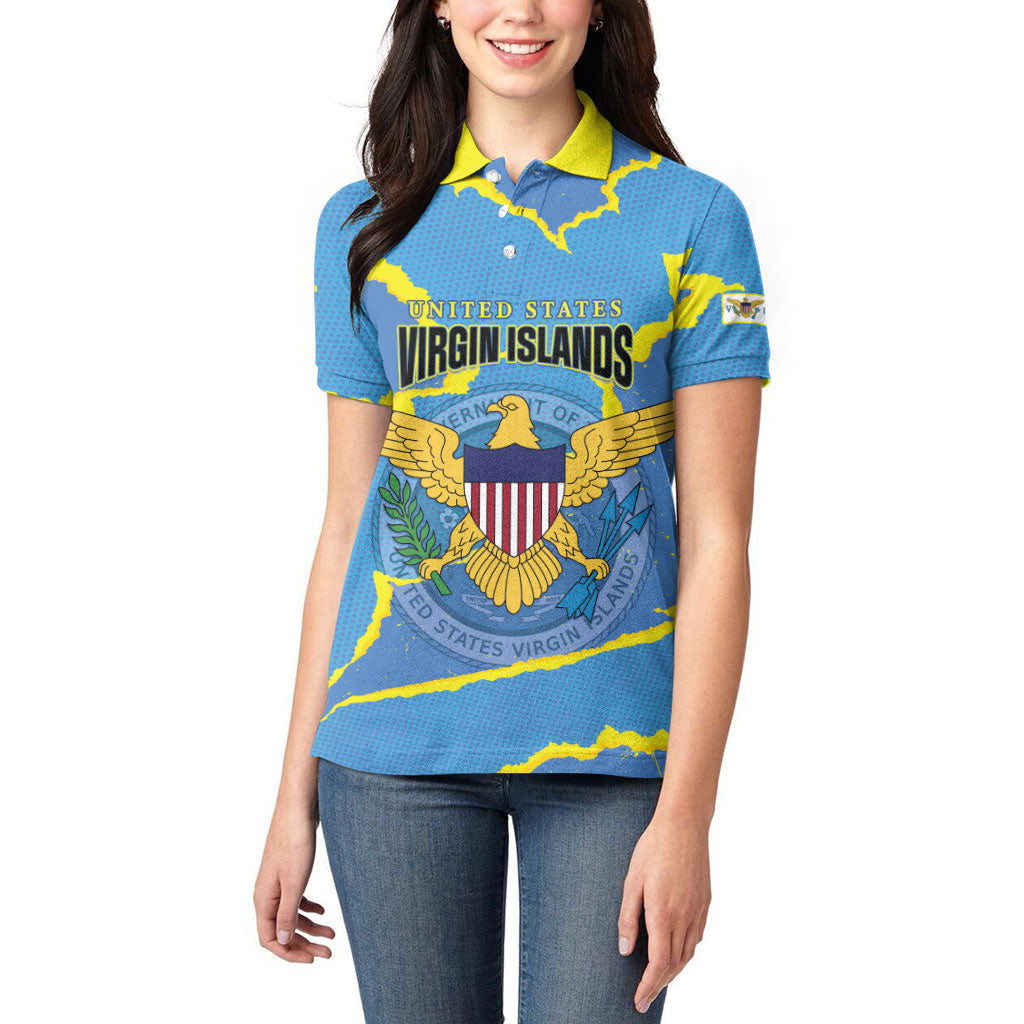 Personalized US Virgin Islands Women Polo Shirt Grunge Stylized
