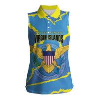 Personalized US Virgin Islands Women Sleeveless Polo Shirt Grunge Stylized