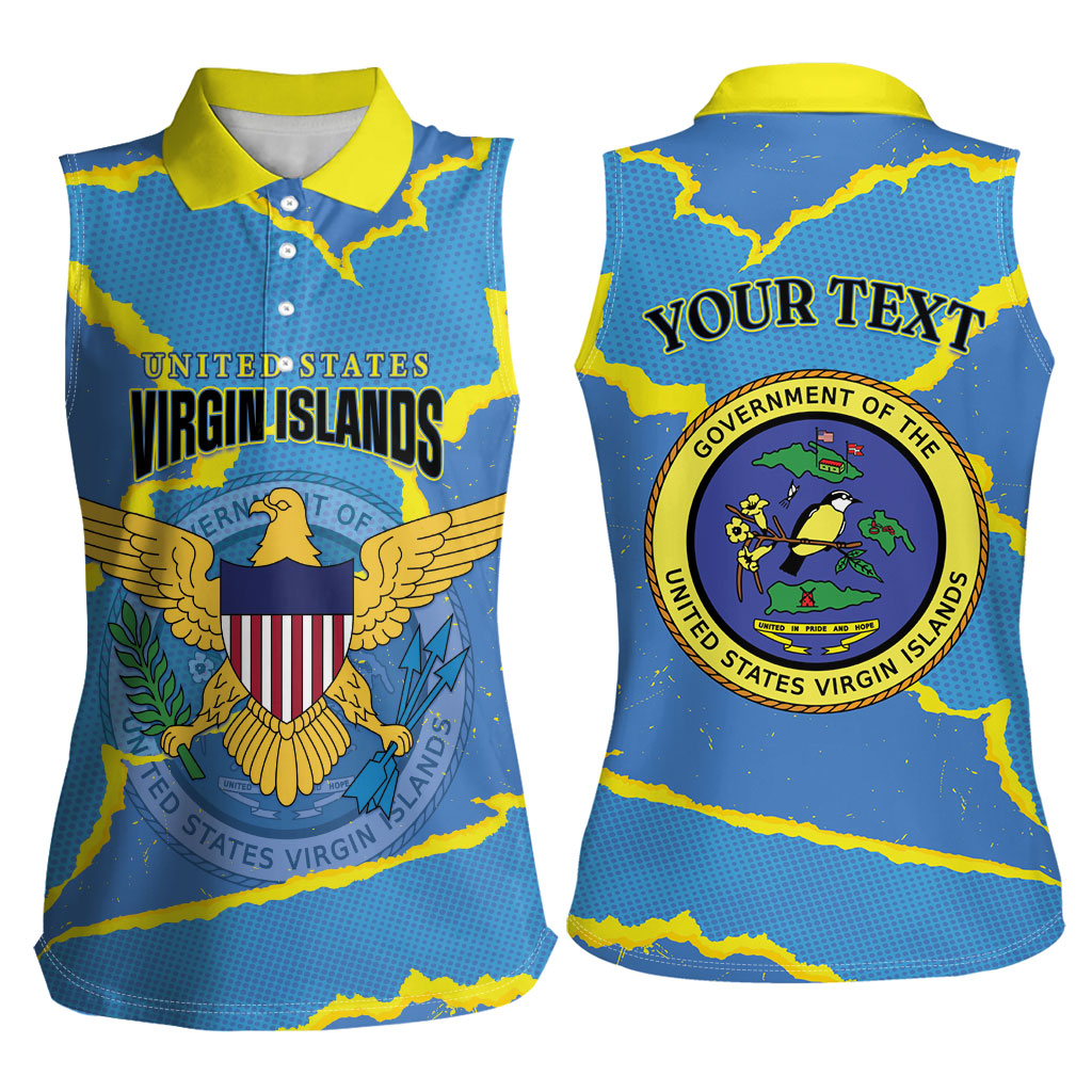 Personalized US Virgin Islands Women Sleeveless Polo Shirt Grunge Stylized