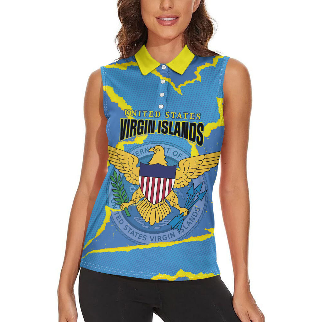 Personalized US Virgin Islands Women Sleeveless Polo Shirt Grunge Stylized