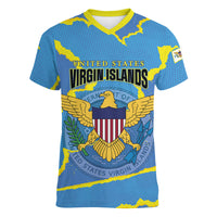 Personalized US Virgin Islands Women V-Neck T-Shirt Grunge Stylized