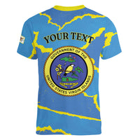 Personalized US Virgin Islands Women V-Neck T-Shirt Grunge Stylized