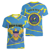 Personalized US Virgin Islands Women V-Neck T-Shirt Grunge Stylized