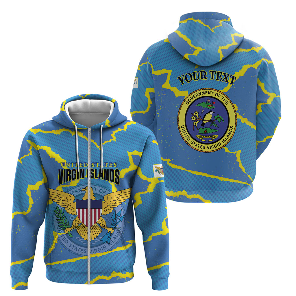 Personalized US Virgin Islands Zip Hoodie Grunge Stylized