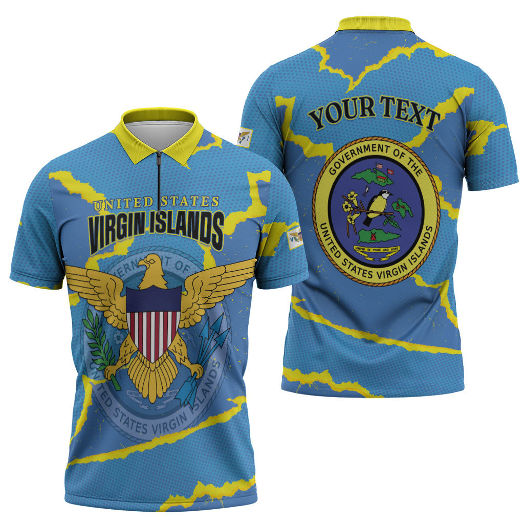 Personalized US Virgin Islands Zipper Polo Shirt Grunge Stylized