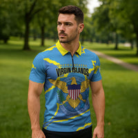 Personalized US Virgin Islands Zipper Polo Shirt Grunge Stylized