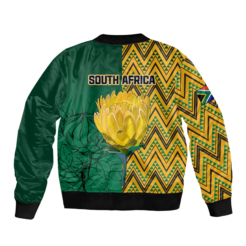 South Africa Bomber Jacket Springbok and Proteas African Pattern - Wonder Print Shop