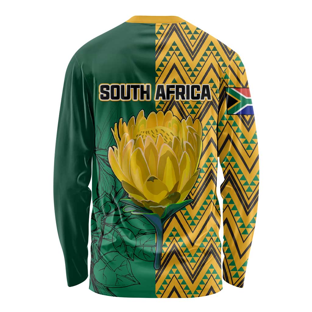 South Africa Long Sleeve Shirt Springbok and Proteas African Pattern LT01