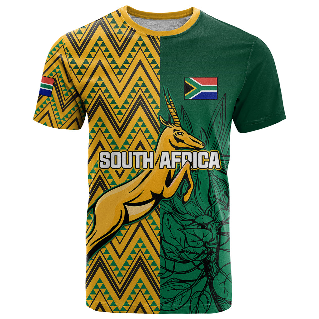 South Africa T Shirt Springbok and Proteas African Pattern - Wonder Print Shop