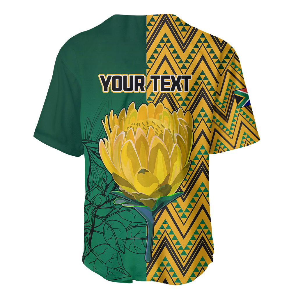 Personalised South Africa Baseball Jersey Springbok and Proteas African Pattern - Wonder Print Shop