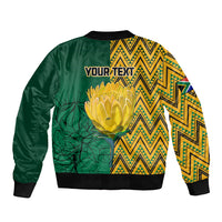 Personalised South Africa Sleeve Zip Bomber Jacket Springbok and Proteas African Pattern - Wonder Print Shop