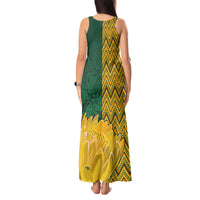 Personalised South Africa Tank Maxi Dress Springbok and Proteas African Pattern - Wonder Print Shop