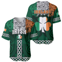 Ireland Baseball Jersey Irish Shamrock Mix Celtic Knotwork Pattern - Wonder Print Shop