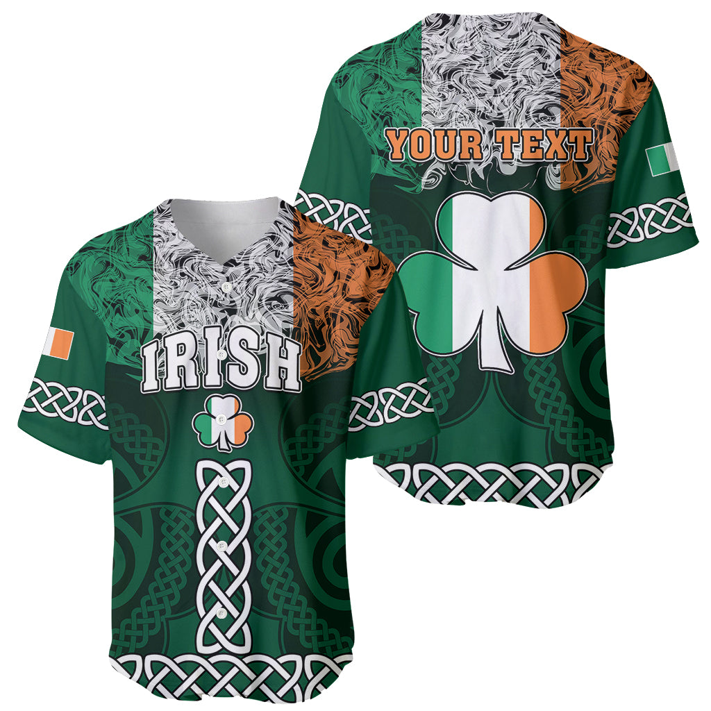 Personalised Ireland Baseball Jersey Irish Shamrock Mix Celtic Knotwork Pattern - Wonder Print Shop