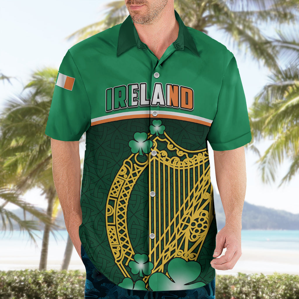 Ireland Hawaiian Shirt Irish Shamrock Harp Mix Celtic Pattern - Wonder Print Shop