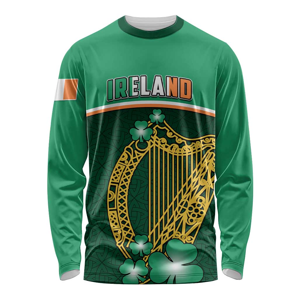 Ireland Long Sleeve Shirt Irish Shamrock Harp Mix Celtic Pattern LT01