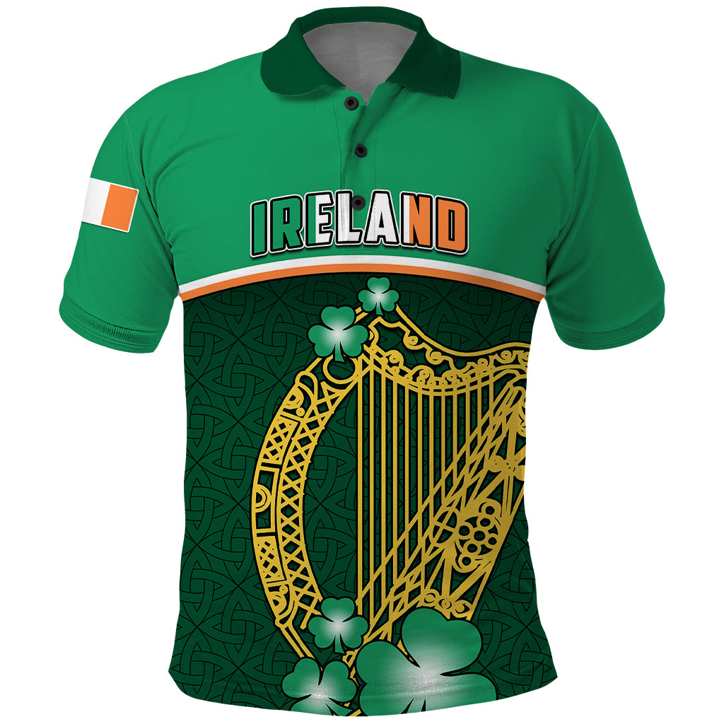 Ireland Polo Shirt Irish Shamrock Harp Mix Celtic Pattern - Wonder Print Shop