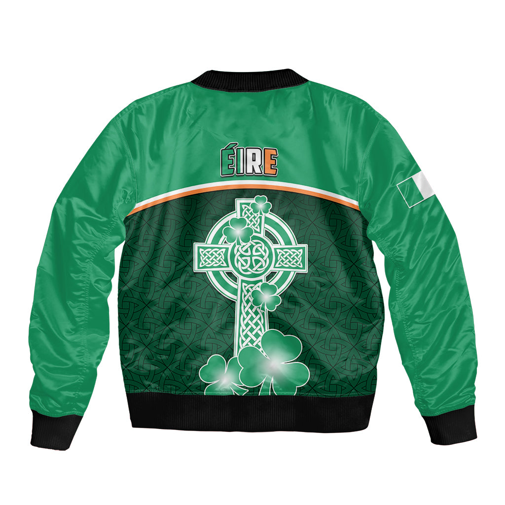 Ireland Sleeve Zip Bomber Jacket Irish Shamrock Harp Mix Celtic Pattern - Wonder Print Shop