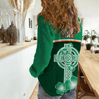 Ireland Women Casual Shirt Irish Shamrock Harp Mix Celtic Pattern - Wonder Print Shop