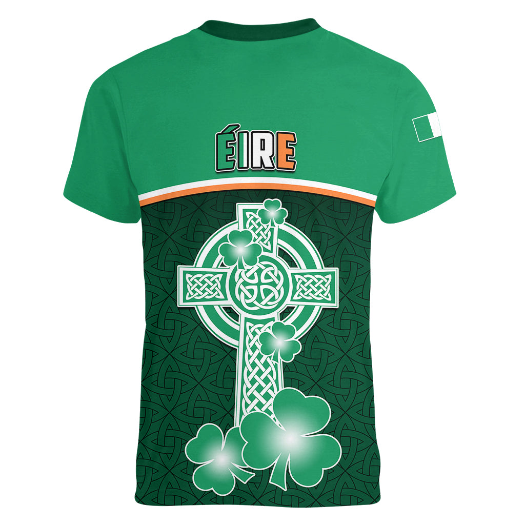 Ireland Women V Neck T Shirt Irish Shamrock Harp Mix Celtic Pattern - Wonder Print Shop