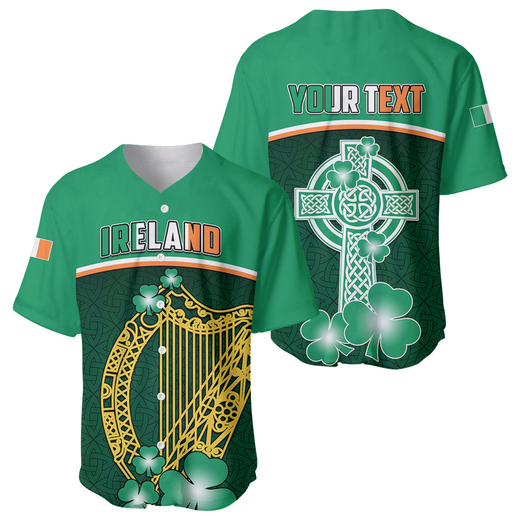 Personalised Ireland Baseball Jersey Irish Shamrock Harp Mix Celtic Pattern - Wonder Print Shop