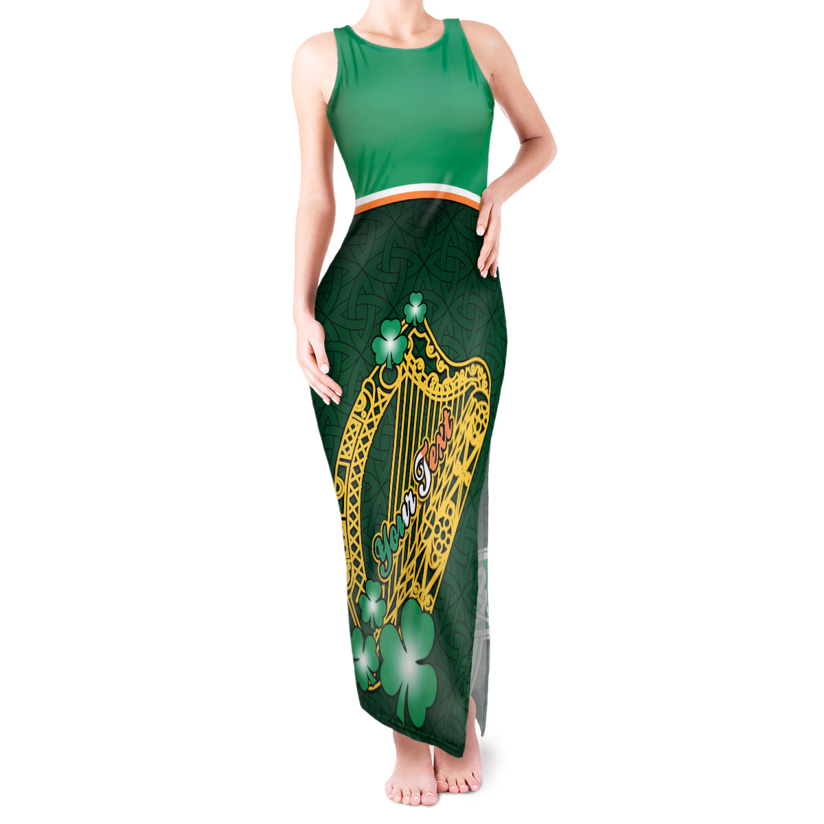 Personalised Ireland Tank Maxi Dress Irish Shamrock Harp Mix Celtic Pattern - Wonder Print Shop