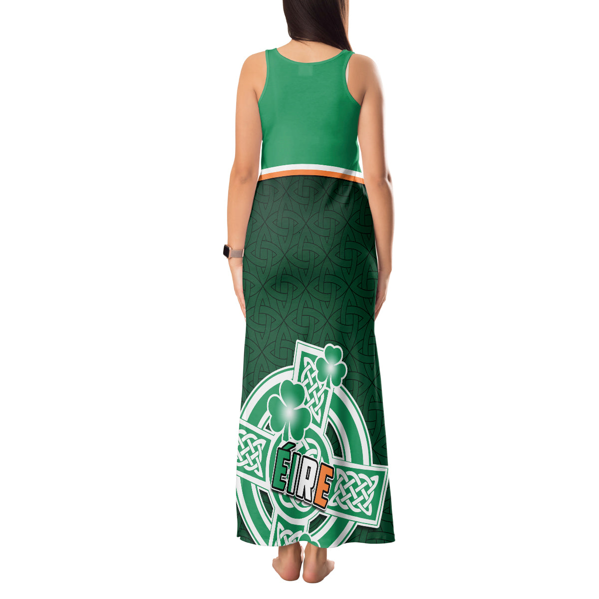Personalised Ireland Tank Maxi Dress Irish Shamrock Harp Mix Celtic Pattern - Wonder Print Shop
