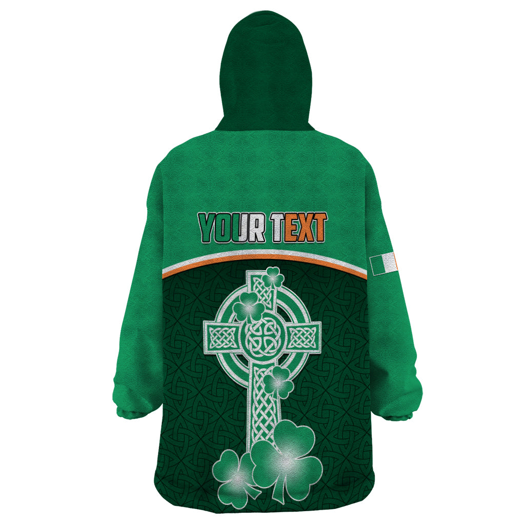 Personalised Ireland Wearable Blanket Hoodie Irish Shamrock Harp Mix Celtic Pattern - Wonder Print Shop