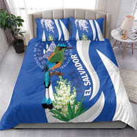 El Salvador Independence Day Bedding Set Flor De Izote With Turquoise Browed Motmot - Wonder Print Shop