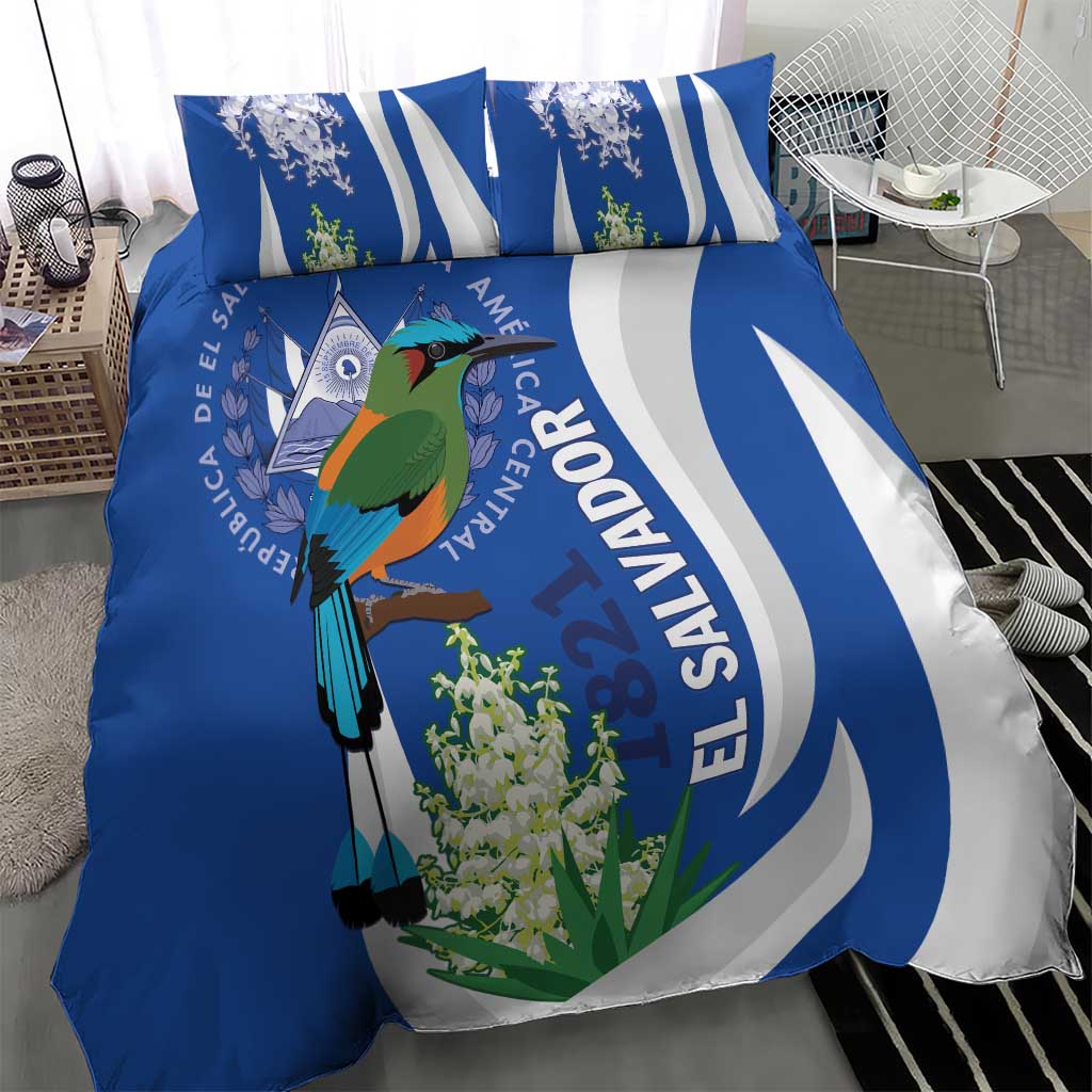 El Salvador Independence Day Bedding Set Flor De Izote With Turquoise Browed Motmot - Wonder Print Shop