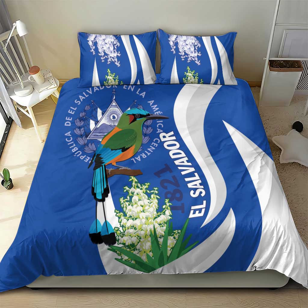El Salvador Independence Day Bedding Set Flor De Izote With Turquoise Browed Motmot - Wonder Print Shop