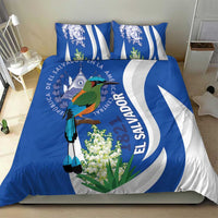 El Salvador Independence Day Bedding Set Flor De Izote With Turquoise Browed Motmot - Wonder Print Shop