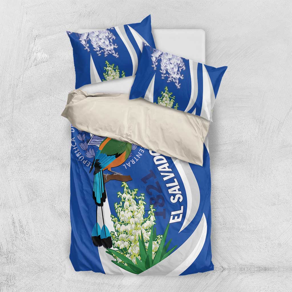El Salvador Independence Day Bedding Set Flor De Izote With Turquoise Browed Motmot - Wonder Print Shop