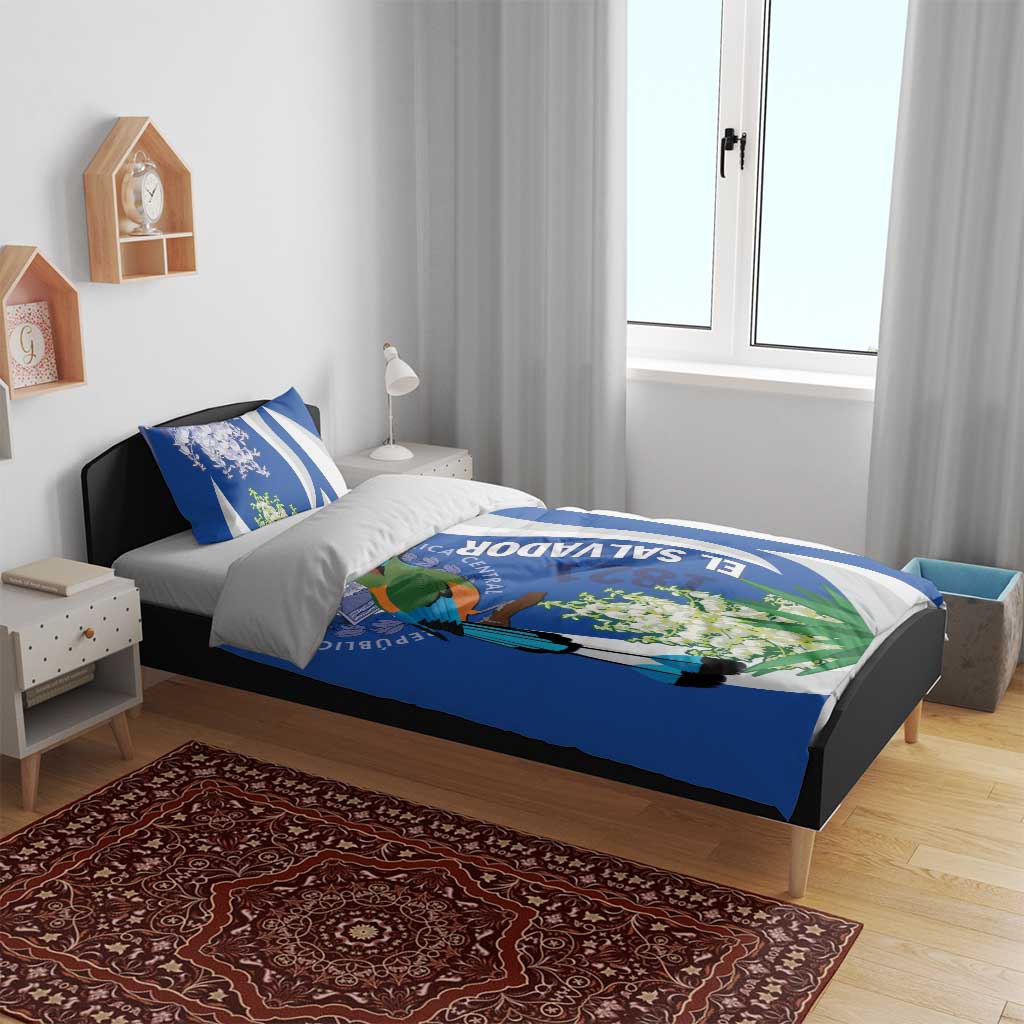 El Salvador Independence Day Bedding Set Flor De Izote With Turquoise Browed Motmot - Wonder Print Shop