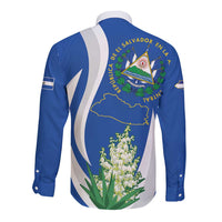 El Salvador Independence Day Long Sleeve Button Shirt Flor De Izote With Turquoise Browed Motmot - Wonder Print Shop