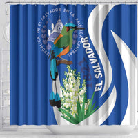 El Salvador Independence Day Shower Curtain Flor De Izote With Turquoise Browed Motmot