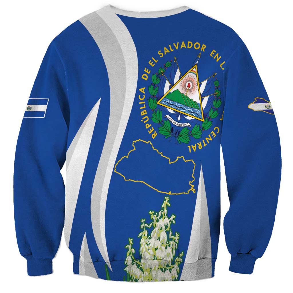 El Salvador Independence Day Sweatshirt Flor De Izote With Turquoise Browed Motmot - Wonder Print Shop