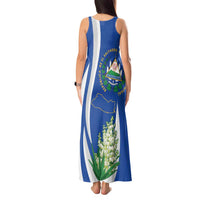El Salvador Independence Day Tank Maxi Dress Flor De Izote With Turquoise Browed Motmot - Wonder Print Shop
