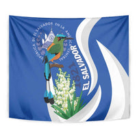 El Salvador Independence Day Tapestry Flor De Izote With Turquoise Browed Motmot - Wonder Print Shop