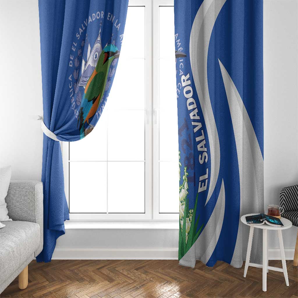 El Salvador Independence Day Window Curtain Flor De Izote With Turquoise Browed Motmot - Wonder Print Shop