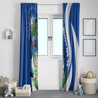 El Salvador Independence Day Window Curtain Flor De Izote With Turquoise Browed Motmot - Wonder Print Shop