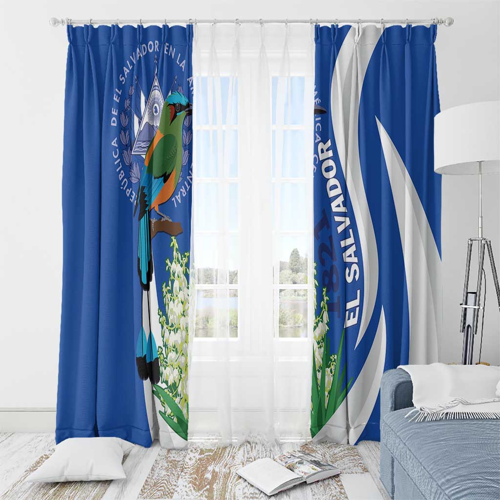 El Salvador Independence Day Window Curtain Flor De Izote With Turquoise Browed Motmot - Wonder Print Shop