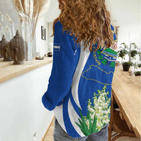 El Salvador Independence Day Women Casual Shirt Flor De Izote With Turquoise Browed Motmot - Wonder Print Shop