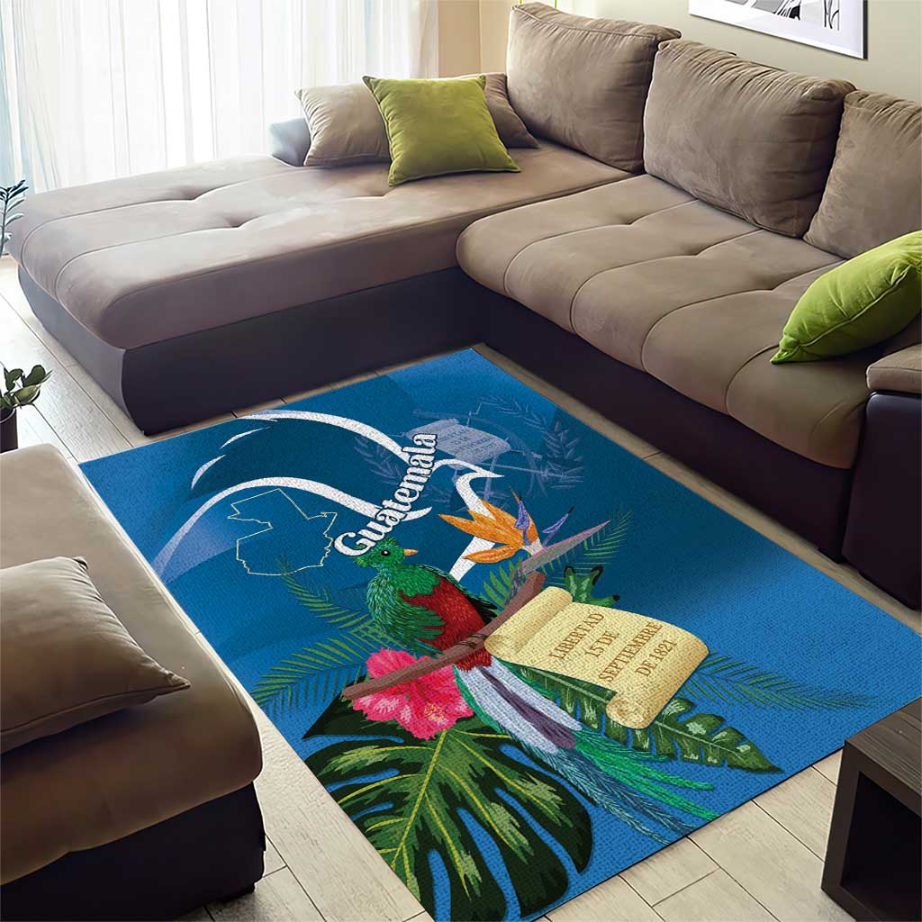 Guatemala Independence Day Area Rug Quetzal Tropical Flower - Wonder Print Shop