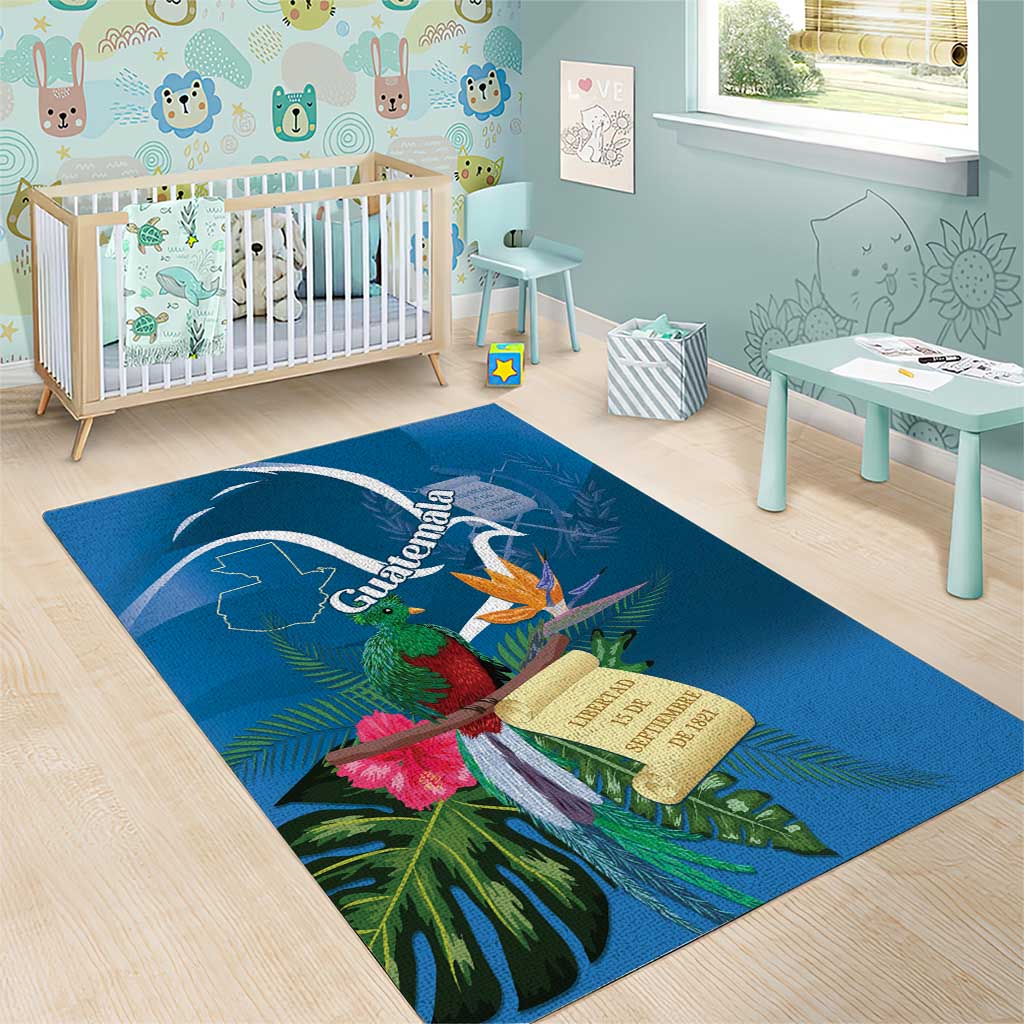 Guatemala Independence Day Area Rug Quetzal Tropical Flower - Wonder Print Shop